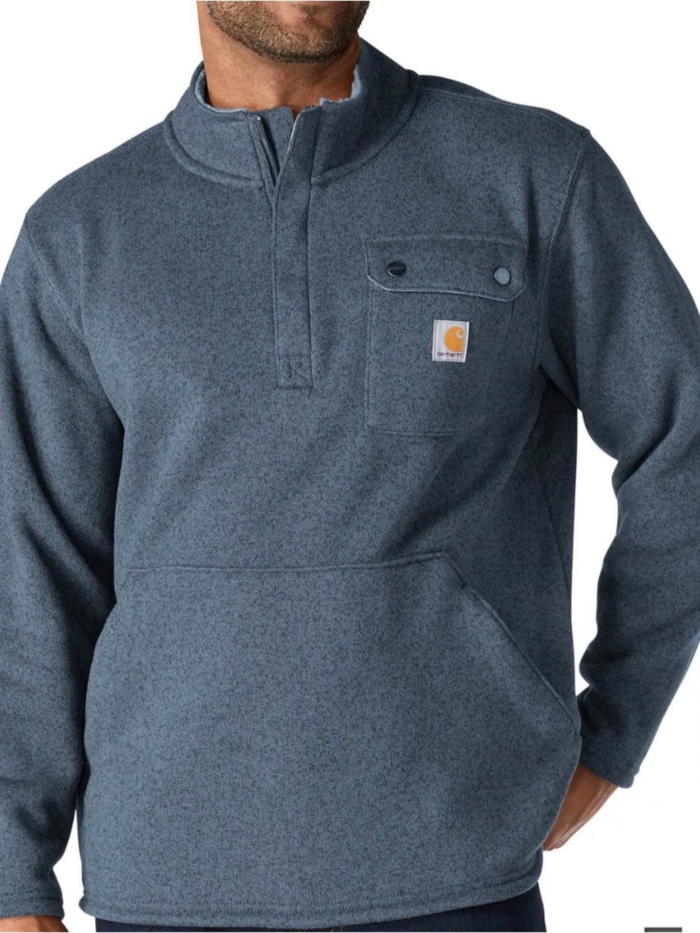 Carhartt Men’s Blue Heather Quarter-Zip Fleece Pullover